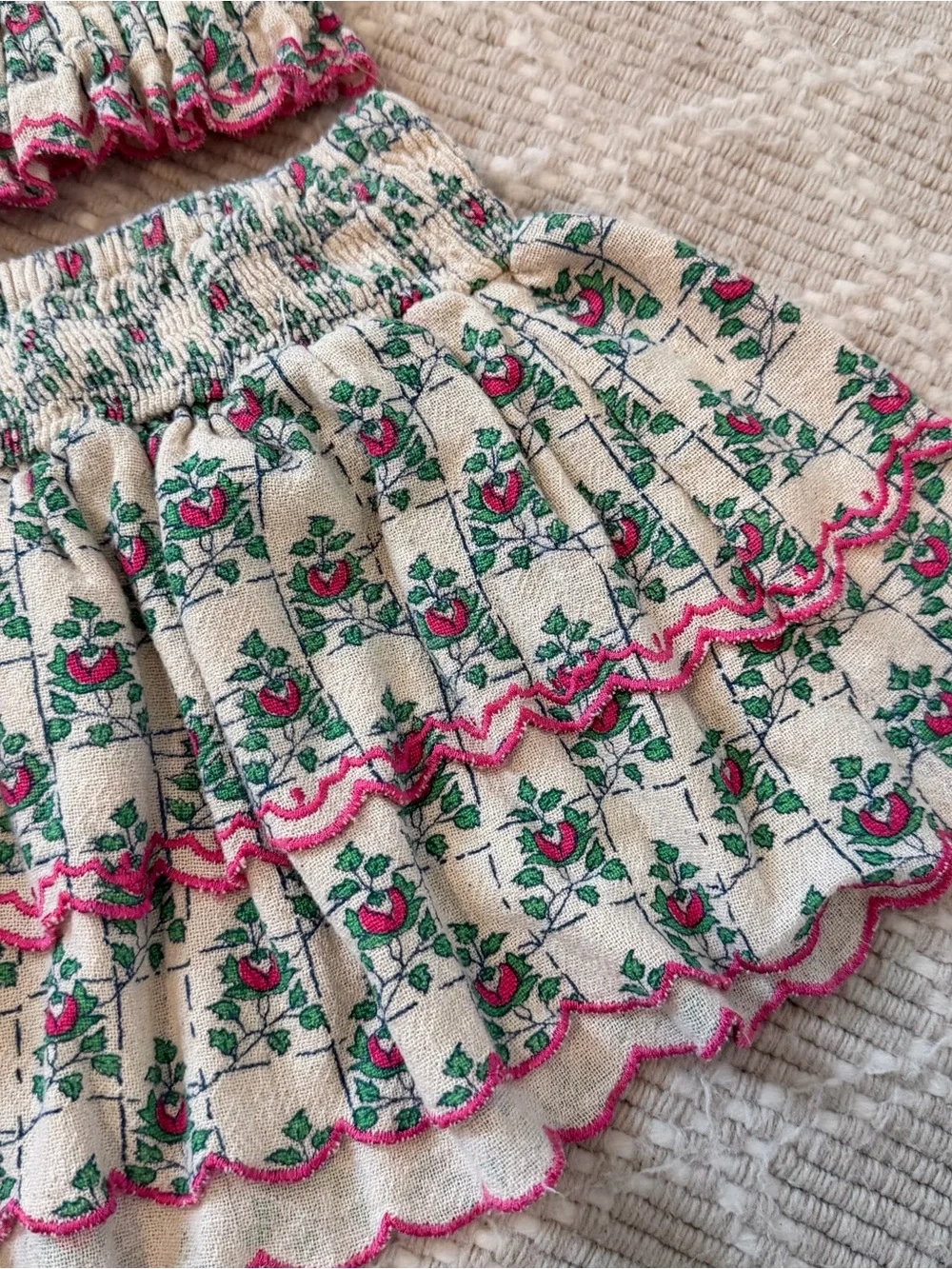 Bebe Organic Rosella Smocked Skirt Set